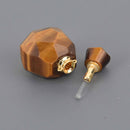 Tiger Eye Natural Crystal Essential Oil Bottle Pendant, Perfume Bottle, Gold Trim, chs8536