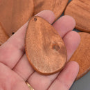 6 Wood Charms, Teardrop Pendant, 55x36mm, chs8537