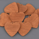 6 Wood Charms, Heart Pendant, 54mm, chs8538