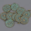 1 THAI BUDDHA Pendant Charm, Patina Circle Relic Pewter chs8542