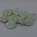 1 THAI BUDDHA Pendant Charm, Patina Circle Relic Pewter chs8542