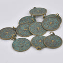 1 THAI BUDDHA Pendant Charm, Patina Circle Relic Pewter chs8542