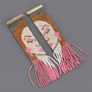 2 Beaded Fringe Tassel Charms, Miyuki Delica Seed Beads, lady's face, 4" long, chs8543