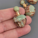 Gemstone Heart Essential Oil Bottle Pendant, Perfume Bottle, Gold Trim, chs8544