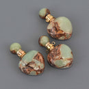 Gemstone Heart Essential Oil Bottle Pendant, Perfume Bottle, Gold Trim, chs8544