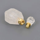 QUARTZ Natural Crystal Essential Oil Bottle Pendant, Perfume Bottle, Gold Trim, chs8545