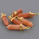 1 Red Aventurine Charm, Gemstone Point Pendant, gold trim, 1.5", chs8548