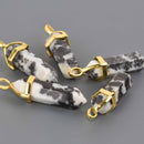 1 Zebra Jasper Charm, Gemstone Point Pendant, gold trim, 1.5", chs8551