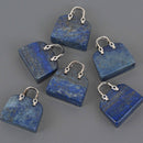 Gemstone Purse Handbag Charms, Blue Lapis Lazuli with silver handle, chs8554
