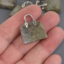 Gemstone Purse Handbag Charms, Labradorite with silver handle, chs8555