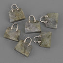 Gemstone Purse Handbag Charms, Labradorite with silver handle, chs8555