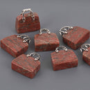 Gemstone Purse Handbag Charms, Red Jasper with silver handle, chs8556