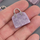 Gemstone Purse Handbag Charms, Purple Lepidolite with silver handle, chs8557