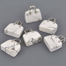Gemstone Purse Handbag Charms, White Howlite with silver handle, chs8558