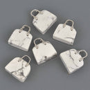 Gemstone Purse Handbag Charms, White Howlite with silver handle, chs8558