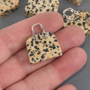 Gemstone Purse Handbag Charms, Dalmatian Jasper with silver handle, chs8559