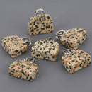 Gemstone Purse Handbag Charms, Dalmatian Jasper with silver handle, chs8559
