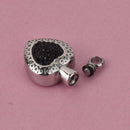 Cremation Ash Urn Charm Locket, Silver Stainless Steel with Black Crystals, 30mm x 20mm chs8560