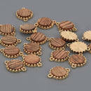 Wood Charms with Gold Plating, Connector Link, 19x15mm, chs8562