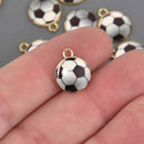 Soccer Ball Charms, gold with enamel, chs8563