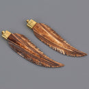 Large Brown FEATHER Charm 3.5" long chs8568