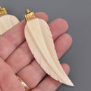 Large White FEATHER Charm 3.5" long chs8569