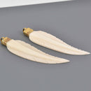 Large White FEATHER Charm 3.5" long chs8569