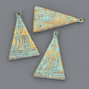 1 THAI BUDDHA Pendant Charm, Patina Triangle Relic Pewter chs8570