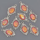 4 MERMAID Charms Rainbow AB Oval with Silver Bezel, 40mm, chs8571