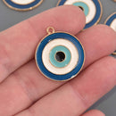 4 Blue Evil Eye Charms, Gold Plated with Enamel, chs8574