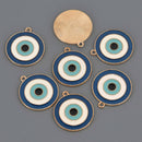 4 Blue Evil Eye Charms, Gold Plated with Enamel, chs8574