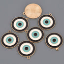 4 Black Evil Eye Charms, Gold Plated with Enamel, chs8575