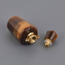 Tiger Eye Natural Crystal Essential Oil Bottle Pendant, Perfume Bottle, Gold Trim, chs8576