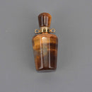 Tiger Eye Natural Crystal Essential Oil Bottle Pendant, Perfume Bottle, Gold Trim, chs8576