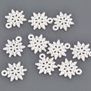10 White SNOWFLAKE Charms, Enamel over Metal, 20mm, chs8577