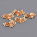 5 Gold Filigree Heart Charms, Crystal 3D Charms, 26mm, chs8585