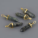 1 Kambaba Jasper Charm, Gemstone Point Pendant, gold trim, 1.5", chs8587