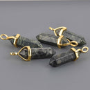 1 Kambaba Jasper Charm, Gemstone Point Pendant, gold trim, 1.5", chs8587