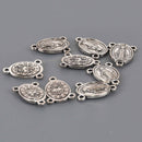 Silver Rosary Charms, Tri-Piece Jewelry Connector Link, chs8589