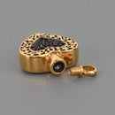 Cremation Ash Urn Charm Locket, Gold Stainless Steel with Black Crystals, chs8590
