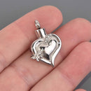 Heart Cremation Ash Urn Charm Locket, Silver Stainless Steel chs8591