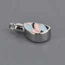 Cremation Ash Urn Charm Locket, Butterfly Wing, Silver Stainless Steel with Enamel, chs8592
