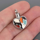 Heart Cremation Ash Urn Charm Locket, Silver Stainless Steel with Enamel, chs8594