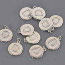 Letter D Crystal Alphabet Charm, Silver Plate, 15mm, chs8598