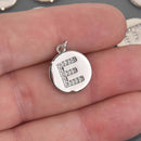 Letter E Crystal Alphabet Charm, Silver Plate, 15mm, chs8599