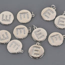 Letter E Crystal Alphabet Charm, Silver Plate, 15mm, chs8599