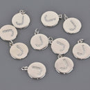 Letter J Crystal Alphabet Charm, Silver Plate, 15mm, chs8601