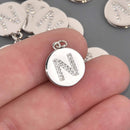 Letter N Crystal Alphabet Charm, Silver Plate, 15mm, chs8605
