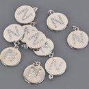 Letter N Crystal Alphabet Charm, Silver Plate, 15mm, chs8605