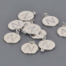 Letter N Crystal Alphabet Charm, Silver Plate, 15mm, chs8605
